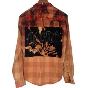 AC/DC  up- cycled Custom Plaid Button Down